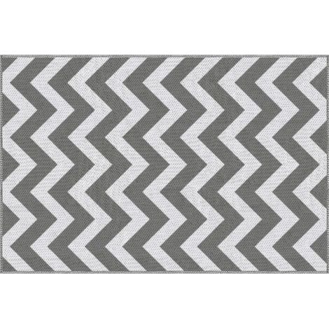 Tapis d'extérieur imperméable en plastique, 121 x 182 cm, gris clair et blanc, pour balcon (1/5)