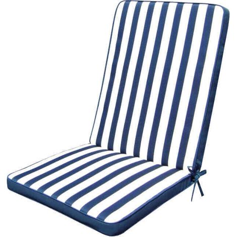 Cuscino in poliestere sfoderabile e impermeabile con schienale medio 90x40 cm per sedia -  Blue