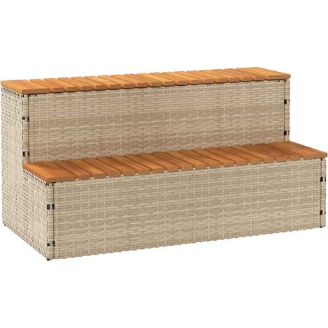 Marche bain remous beige 100x50x50,5 cm polyrotin acacia massif