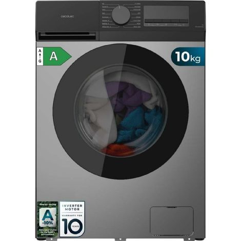 Cecotec Lavadora Carga Frontal 10Kg Bolero DressCode 10450 Inverter Steel, 1400 rpm, 16 programas, Clase A-10%
