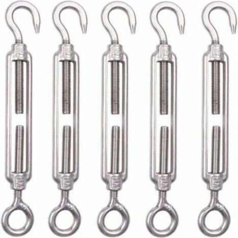 Tendeur de câble en acier inoxydable 304 – Lot de 5 pièces M6, réglable, pour clôture, grillage, fil à linge et corde