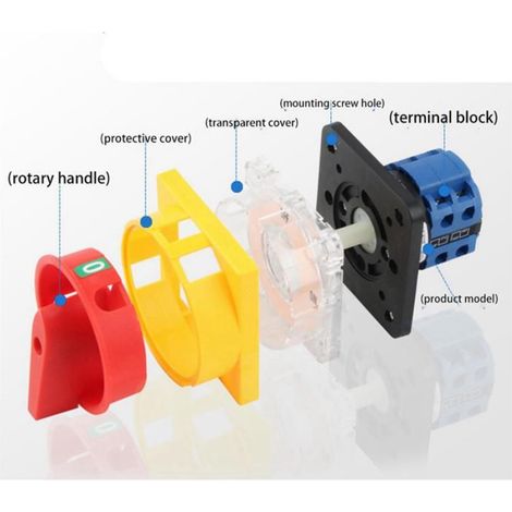 Interrupteur À Came Rotative - 20 A - 4 Pôles - 48 X 48 Mm - Jaune Et Bleu - 3 Pièces (1/5)