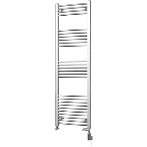 Zennor - Chrome Dual Fuel Towel Rail H1600mm x W500mm Thermostatic WIFI - Curved (1/3)