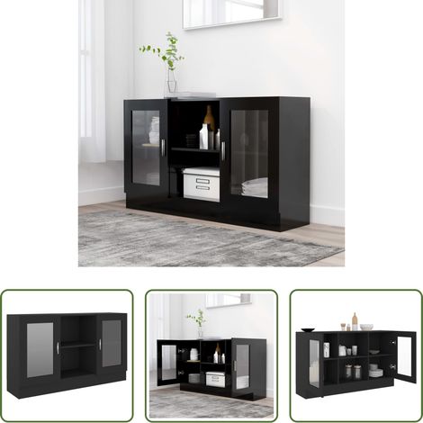 Holzschrank - Vitrinenschrank Schwarz 120x30,5x70 cm Holzwerkstoff (1/5)