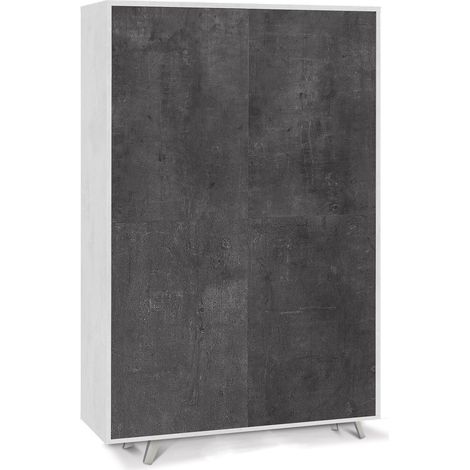 Mobile Multiuso 4 Ante 107x169x41 cm Ossido Bianco/Ossido Nero (1/3)