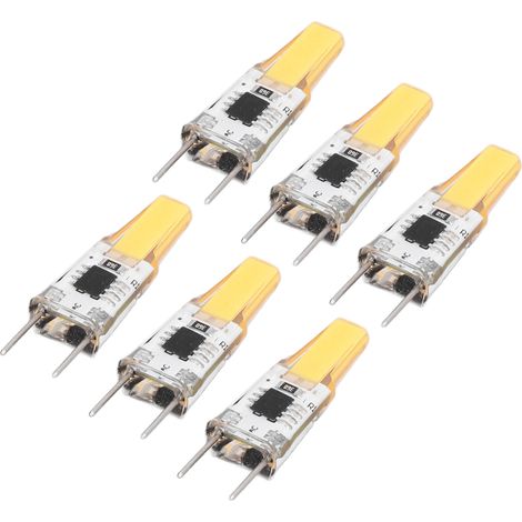 Lot G8 3W COB ampoule à culot G8, dimmable, blanc chaud, 6 pièces, pour lampes suspendues/plafonniers/appliques/lampes de table, 100-130V, certifié CE/ROHS (1/5)