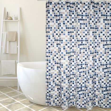 TENDA PER DOCCIA IN TESSUTO POLIESTERE MOSAIKO- cm 180x200- SPIRE- pezzi 1