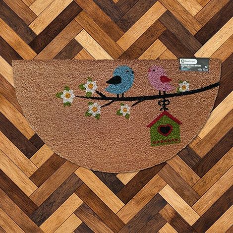 Felpudo de coco natural 15mm-P谩jaros-Media luna 40x70cm