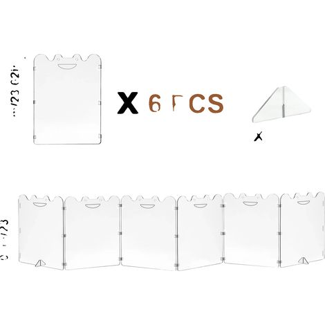 Puerta para perros, barrera transparente, diseño plegable, paquete de 6 unidades (1/2)