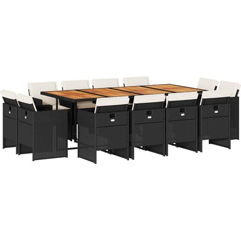Maison Exclusive - Set comedor de jardín con cojines 13 pzas ratá (1/5)