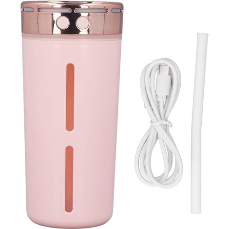 Humidificateur de bureau Rose 300 ml 2 W Mode intermittent continu Anti-séchage Lumière LED colorée Petit humidificateur pour la maison, la chambre, le bureau et la voiture (1/5)