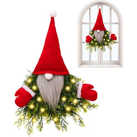 Couronne de Noël avec lumières LED - Décoration de Noël - Pour fenêtre intérieure, cheminée, étagère, chambre à coucher, salon, jardin, cour, porche, terrasse, bureau (1/5)