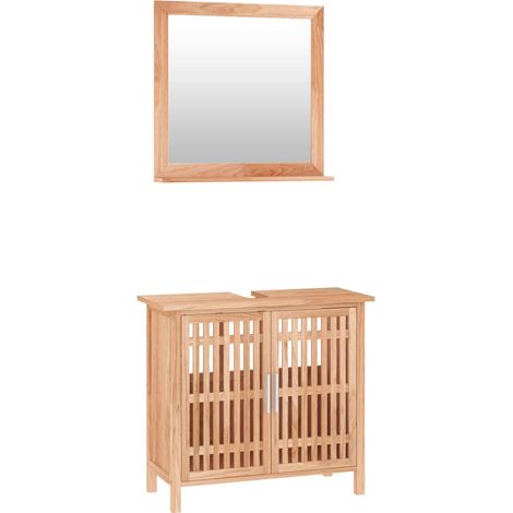 Maison Exclusive - Set Mobili da Bagno 2pz in Legno Massello di Noce