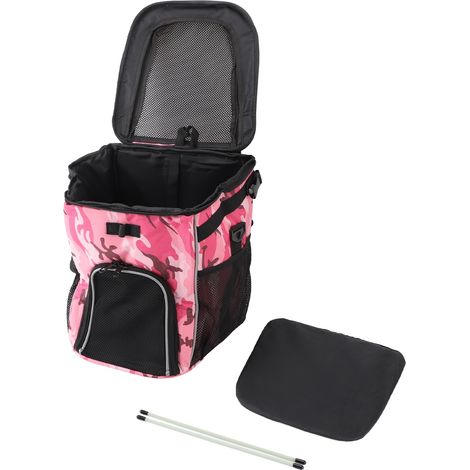 Panier de vélo pour chien, imperméable, respirant, amovible, sac à dos pour voyage en plein air, camouflage rose (1/5)