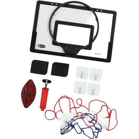 Pliable panier de basket pour enfants avec crochet de suspension, pompe à ballon, but de basket pour enfant, jeu de jouet noir (1/5)