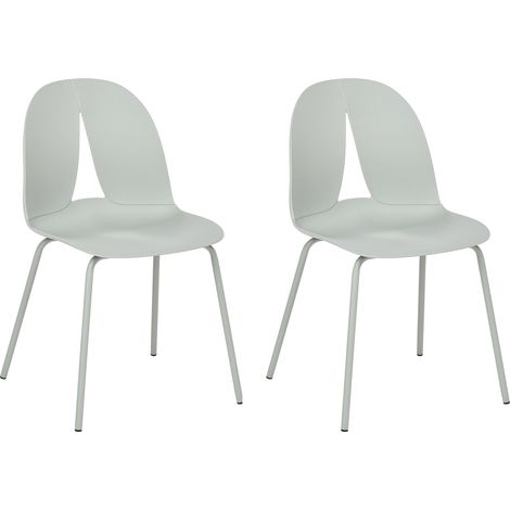 Conjunto de 2 sillas de jardín con asiento y respaldo de material sintético y patas de metal verde Bolgheri (1/5)
