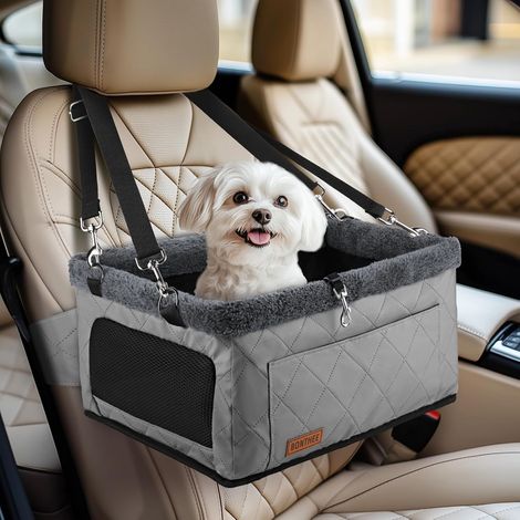1 Siège Rehausseur Chien, Cadre Métal Robuste, Cuir Imperméable, Transport Portable, Petit Animal 9kg (1/5)