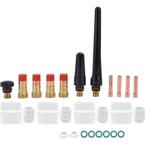 23Pcs TIG Welding Torch Kit Gas Lens Electrode Glass Cup Sealing Ring Set for WP17/18/26
