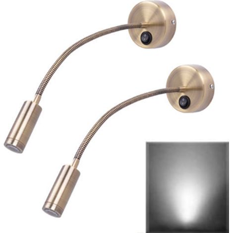 Lampe de Lecture LED Murale Chevet Flexible Angle d’éclairage réglable- Design Contemporain pour 3W 6000K Hôtel-2 pièces (1/3)