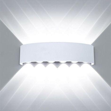 Applique Murale 12 LED Ampoule Aluminium - Blanc Froid Noir - pour Maison, Couloir