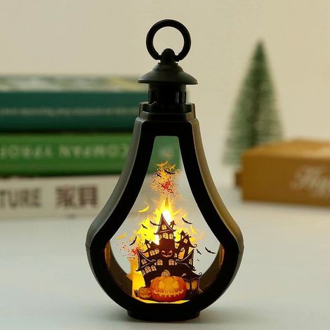 Lanternes décoratives d'Halloween : lanternes citrouilles, bougies LED, bougies scintillantes sans flamme, décorations de jardin d'Halloween (1/5)