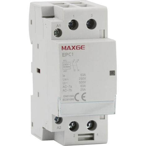 Contactor Modular 2P 63A 230V 6KA Clase AC Contacto 2NO  Gris   IluminaShop