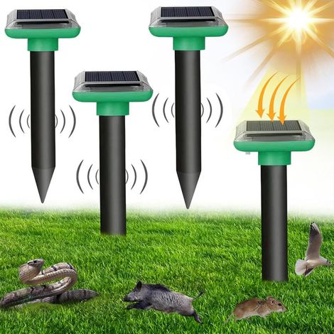 Anti Taupe Repulsif Ultrason Souris et Rats, Lot de 4 Répulsif Piege a Taupe, Repulsif Serpent Ultrason, Répulsif Souris Solaire, Repulsif Pigeon, Anti Souris Gopher, piège à Serpents (1/5)