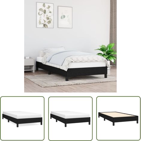 The Living Store Cadre de lit sans matelas noir 90x200 cm tissu - Cadre De Lit - Lit Double - Literie - Meuble Chambre - Sommier (1/5)