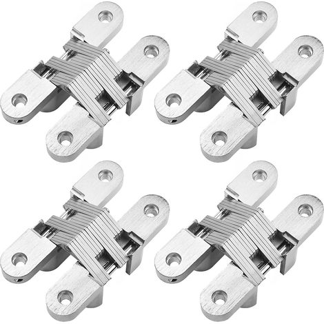 4-pack cross hinge, concealed zinc alloy hinges for folding doors, including screws, load capacity: 40KG