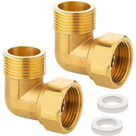 Lot de 2 raccords mobiles en laiton, 1" AG x 1" IG, raccord coudé DN25 à 90° pour eau et chauffage central (1/5)