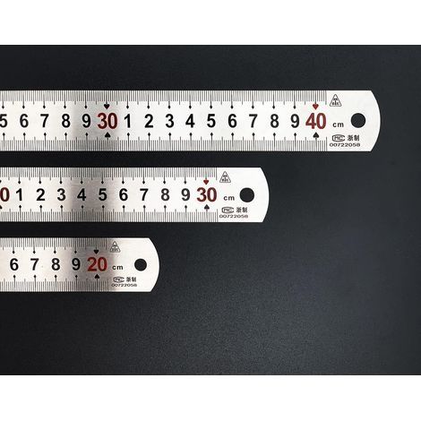 Lot de 3 Acier inoxydable Règle 40cm, 30cm, 20cm, Règle Inox avec Métrique et Impérial Double Face pour la Menuiserie et le Maquettisme, la Peindre et la Mesure (1/5)