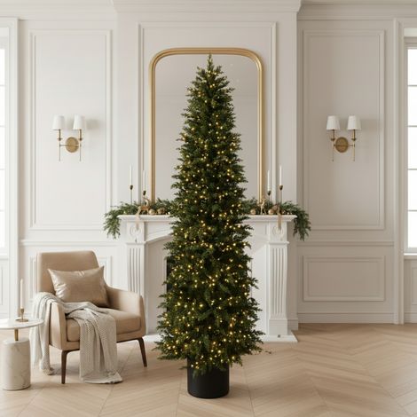 Albero di natale Slim "Parker" con Led in PE Effetto Real Touch, decorazione natalizia -210 cm (1/5)