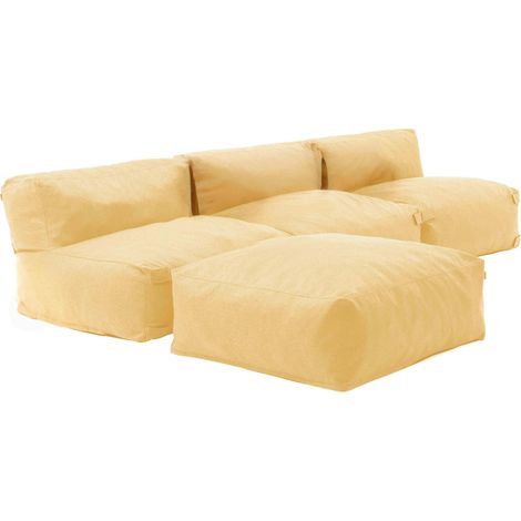 Canapé d'angle fixe modulable 4 places jaune clair  - Mixi