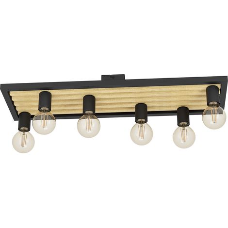 Plafoniera Vintage Consett Acciaio Nero 6 Luci E27