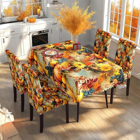 Nappe décorative automnale et festive pour restaurant, motif Thanksgiving, ensemble TC-283 (140 x 210 cm, imperméable) (1/3)