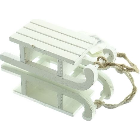 Weihnachtsanhänger Schlitten Weiß 11 cm - Holz
