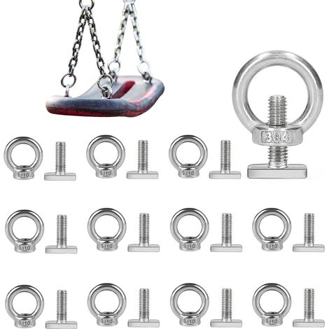 Paquete de 12 cáncamos M10 de acero inoxidable 304 con cabeza de martillo, 12 M10 x 30 mm, tornillos de ojo, cáncamos, para remolque, montaje de cables, accesorios de elevación (1/5)