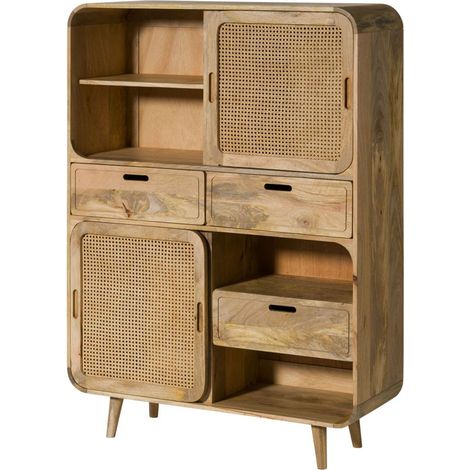 Highboard Mango 110x40x150 natur lackiert VALENCIA 110