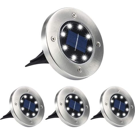Lampes solaires de sol, lampes solaires étanches pour jardin extérieur, lampes de sol haute luminosité, adaptées à l'éclairage paysager des canaux, cours, pelouses, patios et allées (4 ensembles, 8 la (1/5)