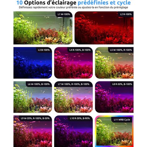 Éclairage LED pour Aquarium Lampe Spectre Complet Réglable avec Minuterie Éclairage pour Plantes Aquatiques et Poissons