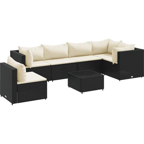 Maison Exclusive - 7-tlg. Garten-Lounge-Set mit Kissen Schwarz Po