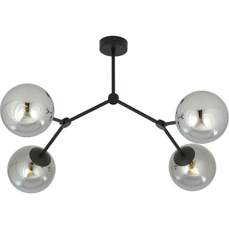Plafoniera Minimal Iperione Acciaio Nero Grigio 4 Luci E14 Ip20 (1/5)