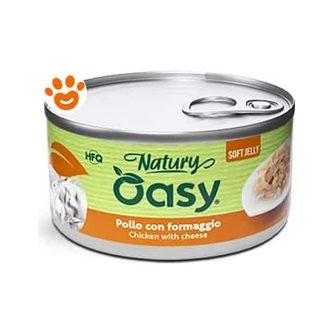 Oasy Cat Natury Soft Jelly Pollo con Formaggio - Lattina 85 Gr - Cibo Umido Gatti