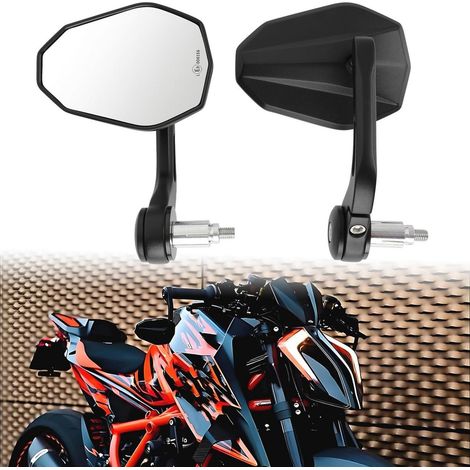 Motorrad Lenkerspiegel E-geprüft 360° drehbar Universal 22mm für Honda, Kawasaki, Suzuki, Yamaha (1/5)