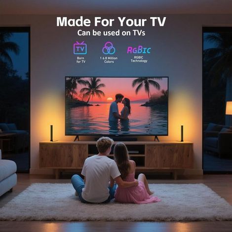 Barra de luz LED RGB con sincronización de música, 16 millones de colores, Iluminación ambiental para juegos y televisión (multicolor) (1/5)