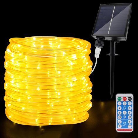 Guirlande Lumineuse Solaire Extérieure LED, IP65 Étanche Guirlande Lumineuse 12m/39.4ft 100LEDs Solaire Décoration Lumières avec 8 Modes d'Éclairage pour Jardin Arbre Fête Décoration de Noël
