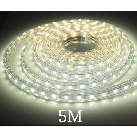 Striscia LED 220V Esterno Interno 5M Luce Naturale Tagliabile 10MM 2835 Silicone (1/5)