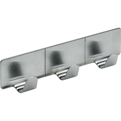 Hettich Hakenleiste selbstklebend 3 Haken Stahl, Edelstahl Optik, 1 Stück Möbelbeschläge