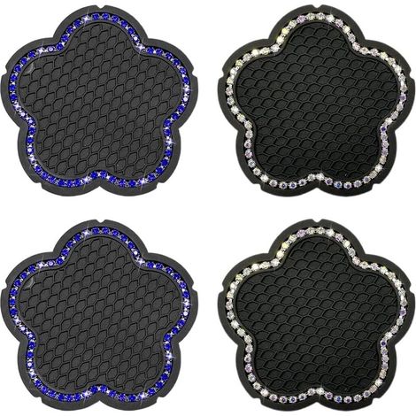 Lot de 4 Porte-Gobelets Voiture Étoile en Silicone avec Strass Scintillants - Antidérapant Universel, Accessoire Décoratif Intérieur Auto (1/5)