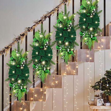 Guirlande De Noël - 60 X 30 Cm - En Pvc Multicolore - Pour Porte D'Entrée Cheminée Escalier Intérieur Extérieur - 1 Pièce (1/5)